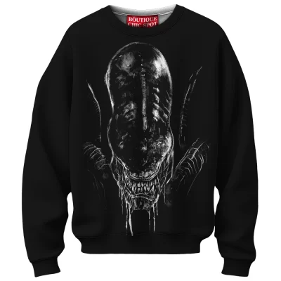 Horror Zip Sweatshirt, Alien Zip Sweatshirt, Xenomorph Zip Sweatshirt