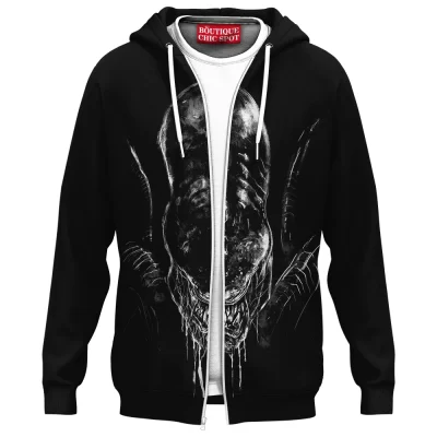Alien Zip-Hoodie, Horror Zip-Hoodie, Sci-Fi Zip-Hoodie, Xenomorph Zip-Hoodie
