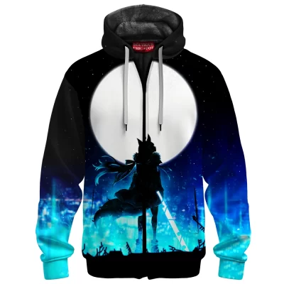 Anime Zip-Fleece-Hoodie, Shirakami Fubuki Zip-Fleece-Hoodie, Virtual YouTuber Zip-Fleece-Hoodie