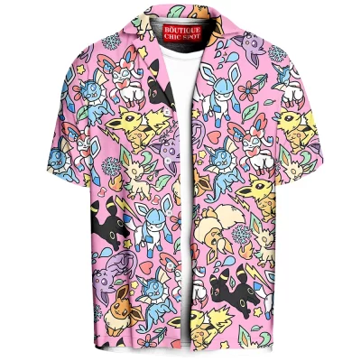Anime Hawaiian-Shirt, Eevee Hawaiian-Shirt, Pokemon Hawaiian-Shirt