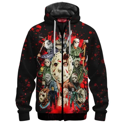 Friday The 13th Zip-Fleece-Hoodie, Horror Zip-Fleece-Hoodie, Jason Voorhees Zip-Fleece-Hoodie