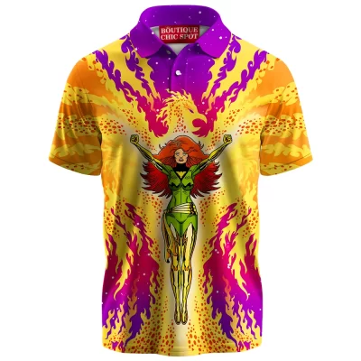 Comic Polo Shirt, Jean Grey Polo Shirt, Phoenix Polo Shirt, X-men Polo Shirt
