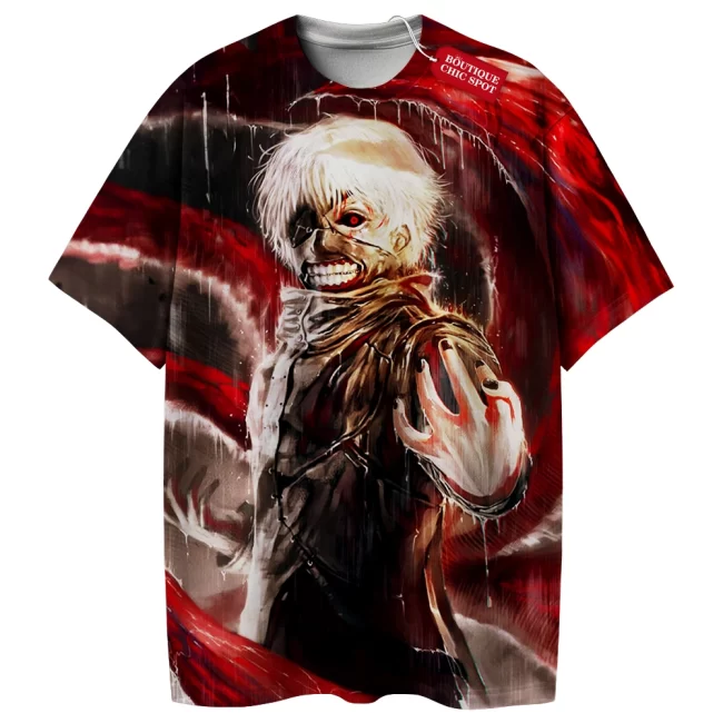 Ken Kaneki Tokyo Ghoul T-Shirt | One-Eyed Ghoul Anime Manga Tee | Anteiku CCG Apparel Top | Rinkaku Kagune Graphic Shirt