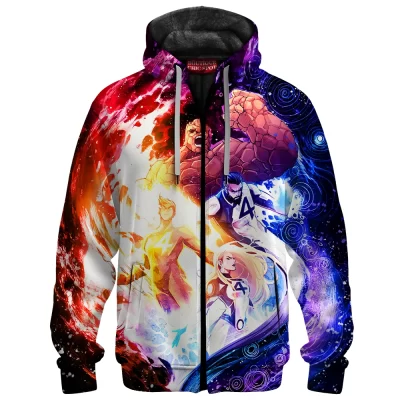 Fantastic Four Zip Fleece Hoodie, Cosmic Power Zip Fleece Hoodie, Marvel Comics Zip Fleece Hoodie