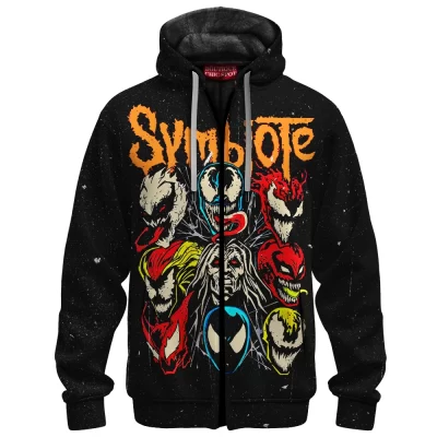 Symbiote Multiverse Zip Fleece Hoodie, Venomverse Collection Zip Fleece Hoodie, Marvel Comics Zip Fleece Hoodie