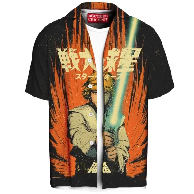 Retro Jedi Luke Hawaiian Shirt, Star Wars Manga Style Hawaiian Shirt, Sci Fi Hawaiian Shirt