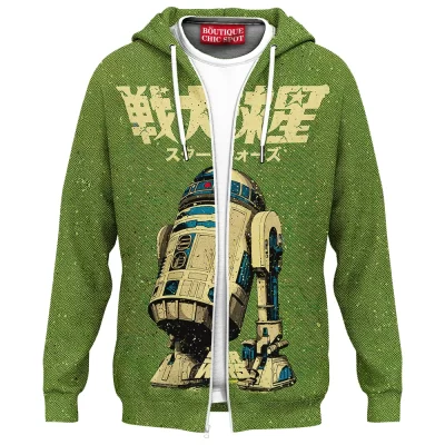 R2-D2 Retro Droid Zip Hoodie, Star Wars Vintage Style Zip Hoodie, Sci Fi Zip Hoodie