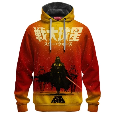 Darth Vader Sunset March Fleece Hoodie, Star Wars Retro Samurai Style Fleece Hoodie, Sci Fi Fleece Hoodie