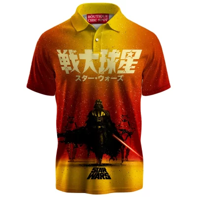 Darth Vader Sunset March Polo Shirt, Star Wars Retro Samurai Style Polo Shirt, Sci Fi Polo Shirt