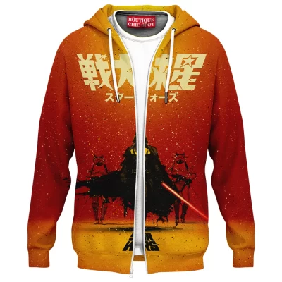 Darth Vader Sunset March Zip Hoodie, Star Wars Retro Samurai Style Zip Hoodie, Sci Fi Zip Hoodie