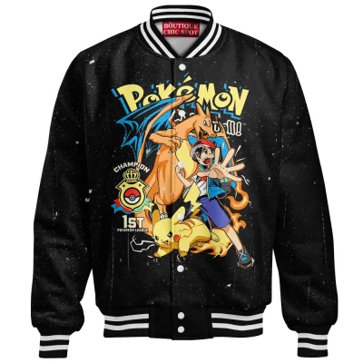 Ash vs Pikachu Champion Baseball Jacket, Pokemon League Winner Baseball Jacket, Anime Baseball Jacket