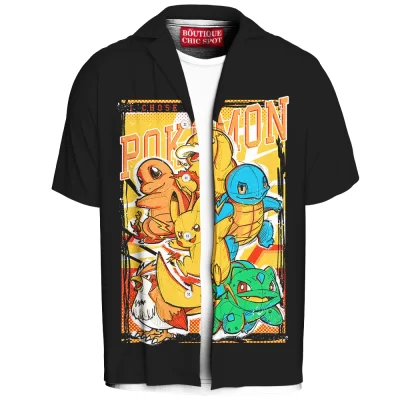 I Choose You Pokemon Hawaiian Shirt, Gen 1 Classic Starter Squad Hawaiian Shirt, Anime Hawaiian Shirt