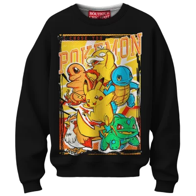 I Choose You Pokemon Sweatshirt, Gen 1 Classic Starter Squad Sweatshirt, Anime Sweatshirt