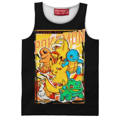 I Choose You Pokemon Tank Top, Gen 1 Classic Starter Squad Tank Top, Anime Tank Top