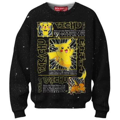 Pikachu Evolution Trio Sweatshirt, Pichu, Pikachu & Raichu Design Sweatshirt, Anime Sweatshirt