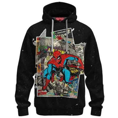 Spider-Man Vintage Comic Hoodie, Amazing Retro Cover Collage Hoodie, Marvel Comics Hoodie