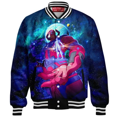 Galactus and Silver Surfer Baseball Jacket, Cosmic Shirt Baseball Jacket, Marvel Comics Baseball Jacket
