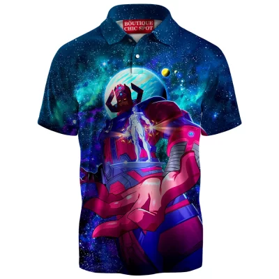 Galactus and Silver Surfer Polo Shirt, Cosmic Shirt Polo Shirt, Marvel Comics Polo Shirt