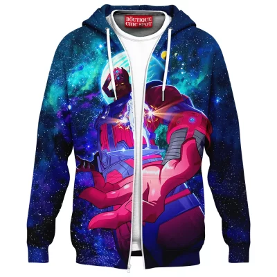 Galactus and Silver Surfer Zip Hoodie, Cosmic Shirt Zip Hoodie, Marvel Comics Zip Hoodie
