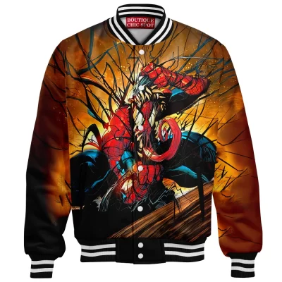 Spider-Man vs Venom Baseball Jacket, Within Shirt Baseball Jacket, Marvel Comics Baseball Jacket