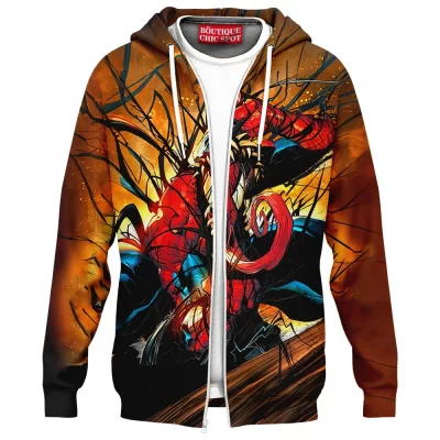 Spider-Man vs Venom Zip Hoodie, Within Shirt Zip Hoodie, Marvel Comics Zip Hoodie