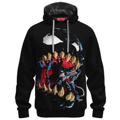 Spider-Man vs Venom Fleece Hoodie, Into the Maw Fleece Hoodie, Marvel Comics Fleece Hoodie