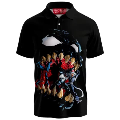 Spider-Man vs Venom Polo Shirt, Into the Maw Polo Shirt, Marvel Comics Polo Shirt