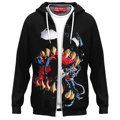 Spider-Man vs Venom Zip Hoodie, Into the Maw Zip Hoodie, Marvel Comics Zip Hoodie