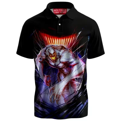 White Venom Polo Shirt, Lurking Darkness Polo Shirt, Marvel Comics Polo Shirt