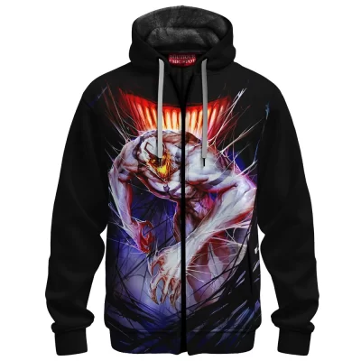 White Venom Zip Fleece Hoodie, Lurking Darkness Zip Fleece Hoodie, Marvel Comics Zip Fleece Hoodie