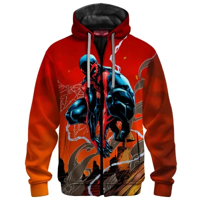 Spider-Man 2099 Zip Fleece Hoodie, Red Shadow Zip Fleece Hoodie, Marvel Comics Zip Fleece Hoodie