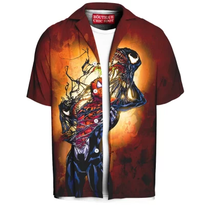 Spider-Man vs Venom Hawaiian Shirt, Torn Between Hawaiian Shirt, Marvel Comics Hawaiian Shirt