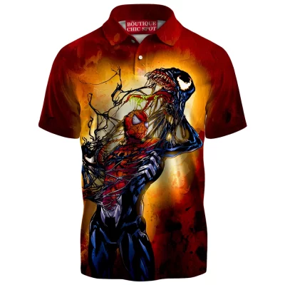 Spider-Man vs Venom Polo Shirt, Torn Between Polo Shirt, Marvel Comics Polo Shirt