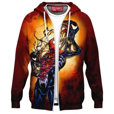 Spider-Man vs Venom Zip Hoodie, Torn Between Zip Hoodie, Marvel Comics Zip Hoodie