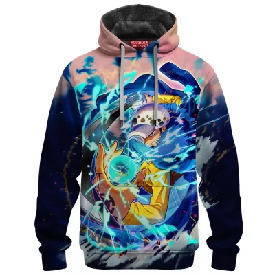 Trafalgar D. Water Law Fleece Hoodie, One Piece Power Surge Fleece Hoodie, Anime Fleece Hoodie