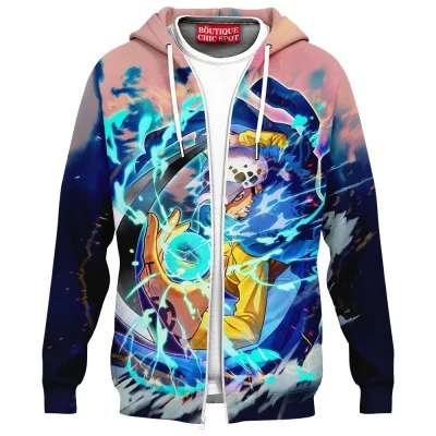 Trafalgar D. Water Law Zip Hoodie, One Piece Power Surge Zip Hoodie, Anime Zip Hoodie