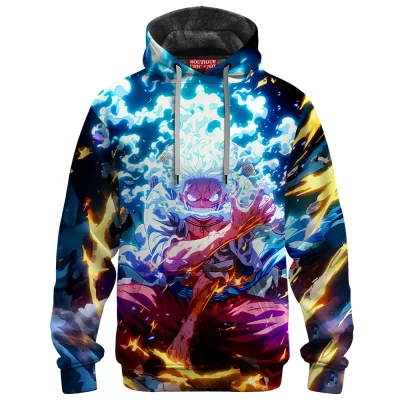 Monkey D. Luffy Fleece Hoodie, One Piece Awakening Fleece Hoodie, Anime Fleece Hoodie
