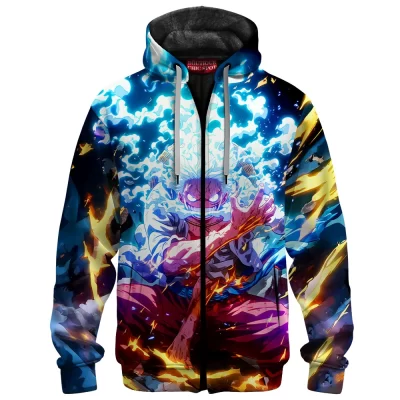 Monkey D. Luffy Zip Fleece Hoodie, One Piece Awakening Zip Fleece Hoodie, Anime Zip Fleece Hoodie