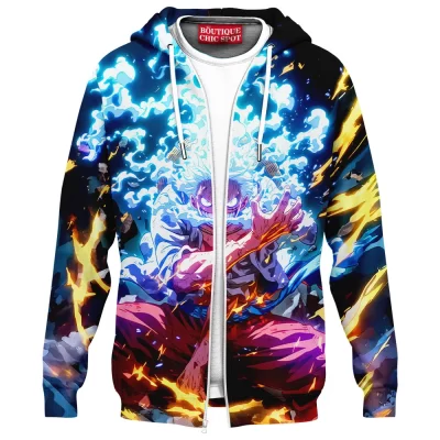Monkey D. Luffy Zip Hoodie, One Piece Awakening Zip Hoodie, Anime Zip Hoodie