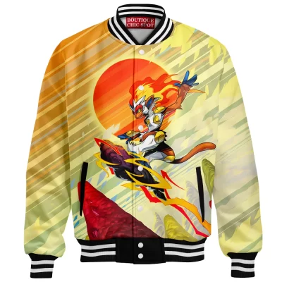 Infernape Pokemon Baseball Jacket, Solar Blaze Ascension Baseball Jacket, Anime Baseball Jacket