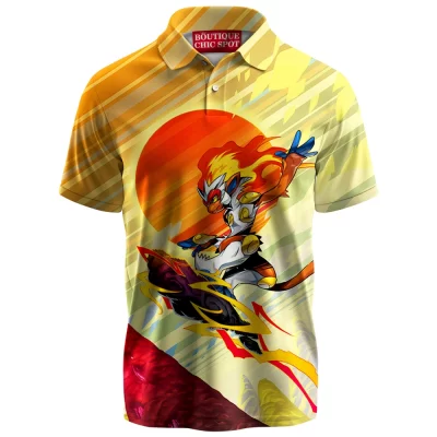 Infernape Pokemon Polo Shirt, Solar Blaze Ascension Polo Shirt, Anime Polo Shirt