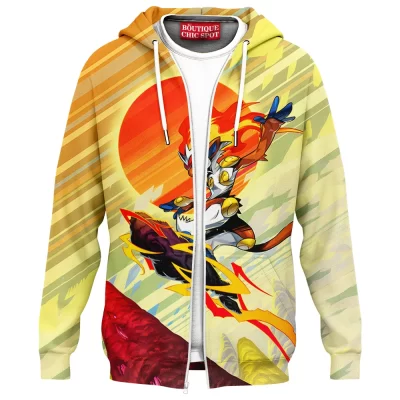 Infernape Pokemon Zip Hoodie, Solar Blaze Ascension Zip Hoodie, Anime Zip Hoodie