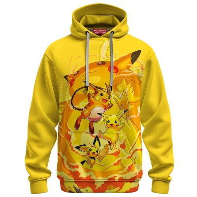 Pikachu Evolution Line Hoodie, The Rise of the Thunder Trio Hoodie, Anime Hoodie