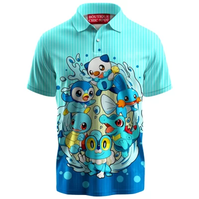 Pokemon Water Crew Polo Shirt, Splash of Legends Polo Shirt, Anime Polo Shirt