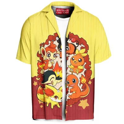 Pokemon Flame Squad Hawaiian Shirt, Flames of Destiny Hawaiian Shirt, Anime Hawaiian Shirt