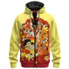 Pokemon Flame Squad Zip Fleece Hoodie, Flames of Destiny Zip Fleece Hoodie, Anime Zip Fleece Hoodie