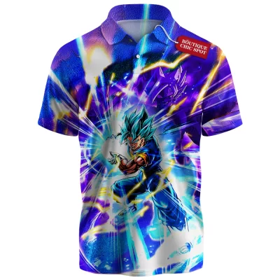 Vegito Super Saiyan Polo Shirt, Dragon Ball Z Scouter Vision Polo Shirt, Anime Polo Shirt