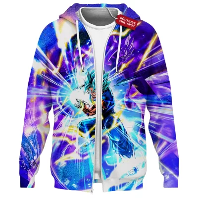 Vegito Super Saiyan Zip Hoodie, Dragon Ball Z Scouter Vision Zip Hoodie, Anime Zip Hoodie