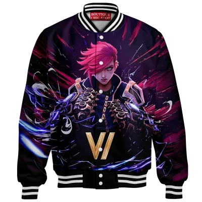 VI Baseball Jacket, Hextech Punch of League of Legends Baseball Jacket, Game Baseball Jacket