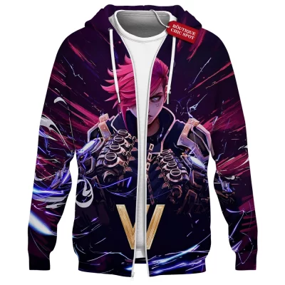 VI Zip Hoodie, Hextech Punch of League of Legends Zip Hoodie, Game Zip Hoodie